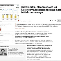 En Colombia, el mercado de las fusiones y adquisiciones cay hasta 34% durante mayo